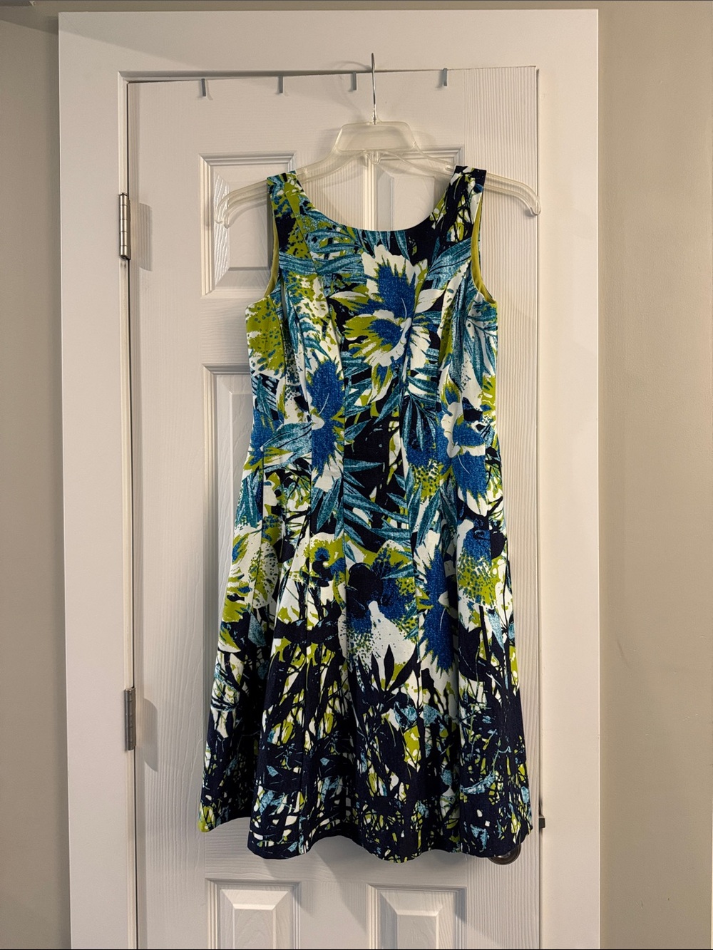 Nine West Blue Green Floral Midi Dress